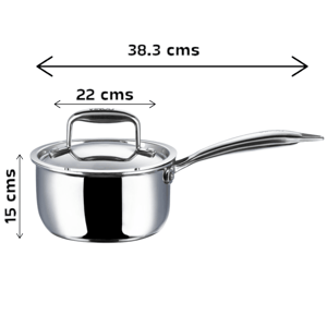 Vinod Platinum Triply Stainless Steel Saucepan with Lid | Induction & Gas Compatible - 3.0 Litres (For 12-15 Cups Tea)