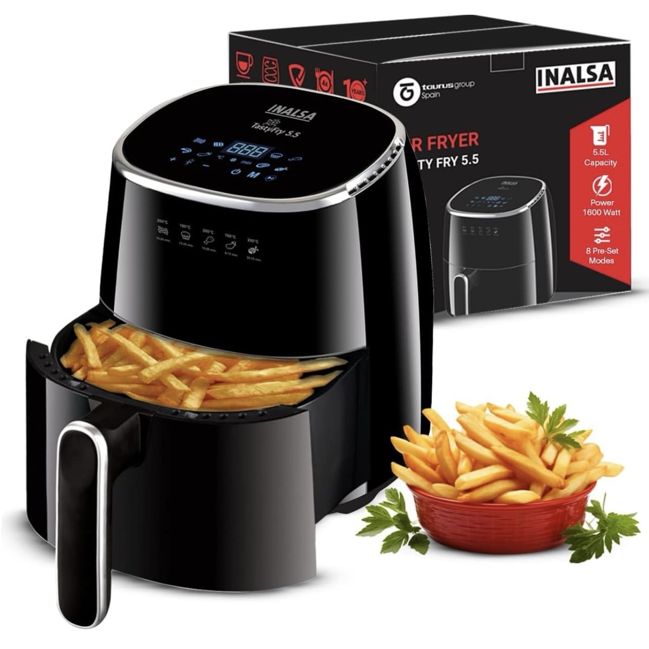 Inalsa Gourmia Air Fryer, 5.5 Litres, 1600 watts, 1 year warranty