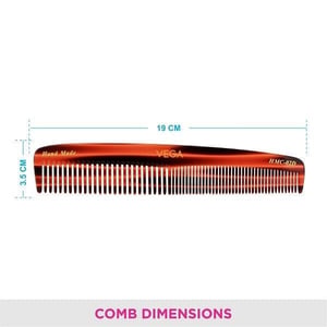 Vega Graduated Dressing Comb (HMC-02D) | Handcrafted Cellulose Acetate, Anti-Static, Rounded Teeth Reduce Hair Fall image 2