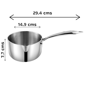 Vinod Platinum Triply Stainless Steel Milkpan with Lid | Induction & Gas Compatible - 1.2 Litres (For 4-6 Cups Tea)