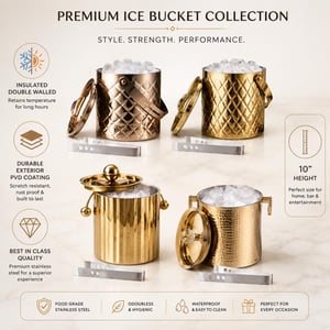 Sage Koncpt Fluted Double-Wall Ice Bucket, Gold PVD image 2