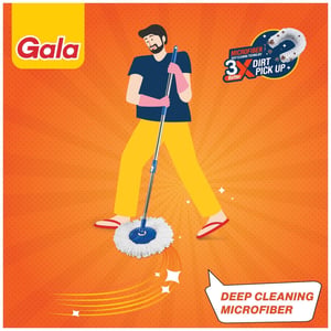 Gala Plastic Quick Spin Mop, Easy Wheels & Big Bucket With 2 Microfiber Refills image 2