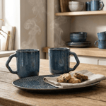 Tatva Morning Set, Ceramic Set with 2 Mugs and 1 Serving Platter