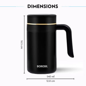 Borosil Klassic Super Mug 540 ml | Double-Wall Vacuum Insulated, 8 Hrs Hot & 13 Hrs Cold, Wide Mouth image 6