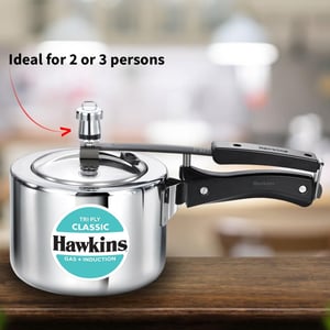 Hawkins Triply 2 Litre Classic Pressure Cooker, Triply Stainless Steel Induction Inner Lid & Small Cooker, Silver (SSTCL20) image 2