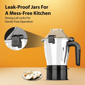 Havells Hexo Plus 1100 Watts Mixer Grinder with 3 Jars, Heavy Duty Mixer with 100 Mins of Continuous Run Time, 5+2 Years Warranty (Copy) image 4