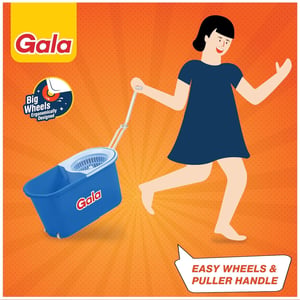 Gala Plastic Quick Spin Mop, Easy Wheels & Big Bucket With 2 Microfiber Refills image 4