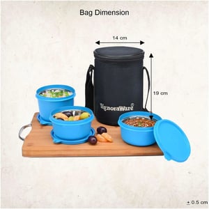 Signoraware Monarch Executive Medium Microsafe Steel |Microwave Safe Lunch Box (3 Stainless Steel Containers + Insulated Bag) (500ml+350ml+350ml) , Set of 3 | Office Series image 4