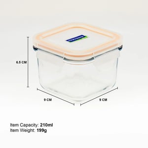 GLASSLOCK CLASSIC AIRTIGHT TEMPERED FOOD CONTAINER - SQUARE - 210 ML, Leak Proof, BPA Free, Microwave & Freezer Safe & Airtight image 4
