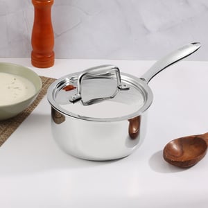 Vinod Platinum Triply Stainless Steel Saucepan with Lid | Induction & Gas Compatible