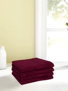 Spaces Colorfas 100% Cotton Face Towels, 4 pcs set, Soft & Highly Absorbent - Maroon