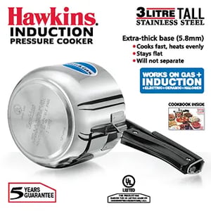 Hawkins Stainless Steel 3 Liters Pressure Cooker (HSS3T), Ideal for 3-4 People image 2