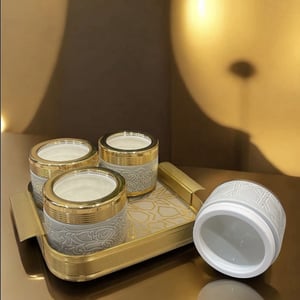 DouxDecor Premium Dry Fruit 4 Jars Candy with Metallic Tray, Premium Serve-ware for Hosting and Gifting image 2