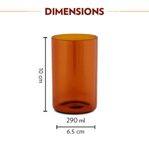 Borosil Amber Vision Glass, 290 ml each, Set of 6 pcs, Lightweight Glassware for Home & Office Use image 4