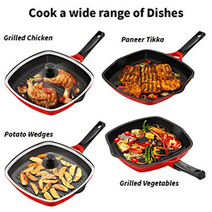 Hawkins Die Cast Grill Pan – 30 cm with Glass Lid, Non-Stick, Ideal for Grilling Paneer, Veggies, Sandwiches & More image 5