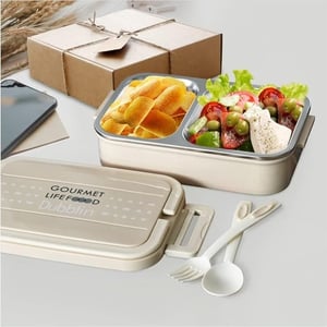 Dubblin Brunch Lunch Box, Stylish & Compact, Leak-Proof, Durable Design for Office, School & Travel Use - Beige