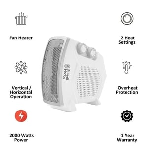 Russell Hobbs 2000W Fan Room Heater (RFH21VH, Grey) | Vertical & Horizontal Operation | 2 Heat Settings | Overheat Protection | Portable with Handle | Wide Oscillation | 2-Year Warranty image 3