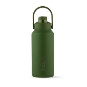 Dubblin Jumbo Vacuum Insulated Bottle, Large Sipper Bottles with Carry on Handles, Keeps Hot and Cold for Long Hours - Green, 1400 ml