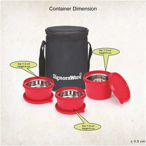 Signoraware Monarch Executive Medium Microsafe Steel |Microwave Safe Lunch Box (3 Stainless Steel Containers + Insulated Bag) (500ml+350ml+350ml) , Set of 3 | Office Series image 8