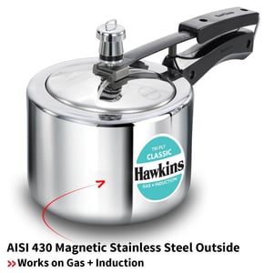 Hawkins Triply 2 Litre Classic Pressure Cooker, Triply Stainless Steel Induction Inner Lid & Small Cooker, Silver (SSTCL20) image 6