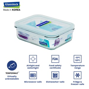 GLASSLOCK CLASSIC AIRTIGHT TEMPERED FOOD CONTAINER - 1000 ML, Leak Proof, BPA Free, Microwave & Freezer Safe & Airtight image 3