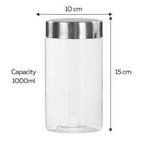 Pearlpet Plus Storage Jars with Steel Lid - 1000ml