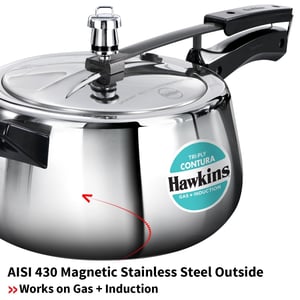 Hawkins 5 Litre Triply Contura Pressure Cooker, Triply Stainless Steel Induction & Contura shaped Cooker, Silver (SSTCO50) image 7
