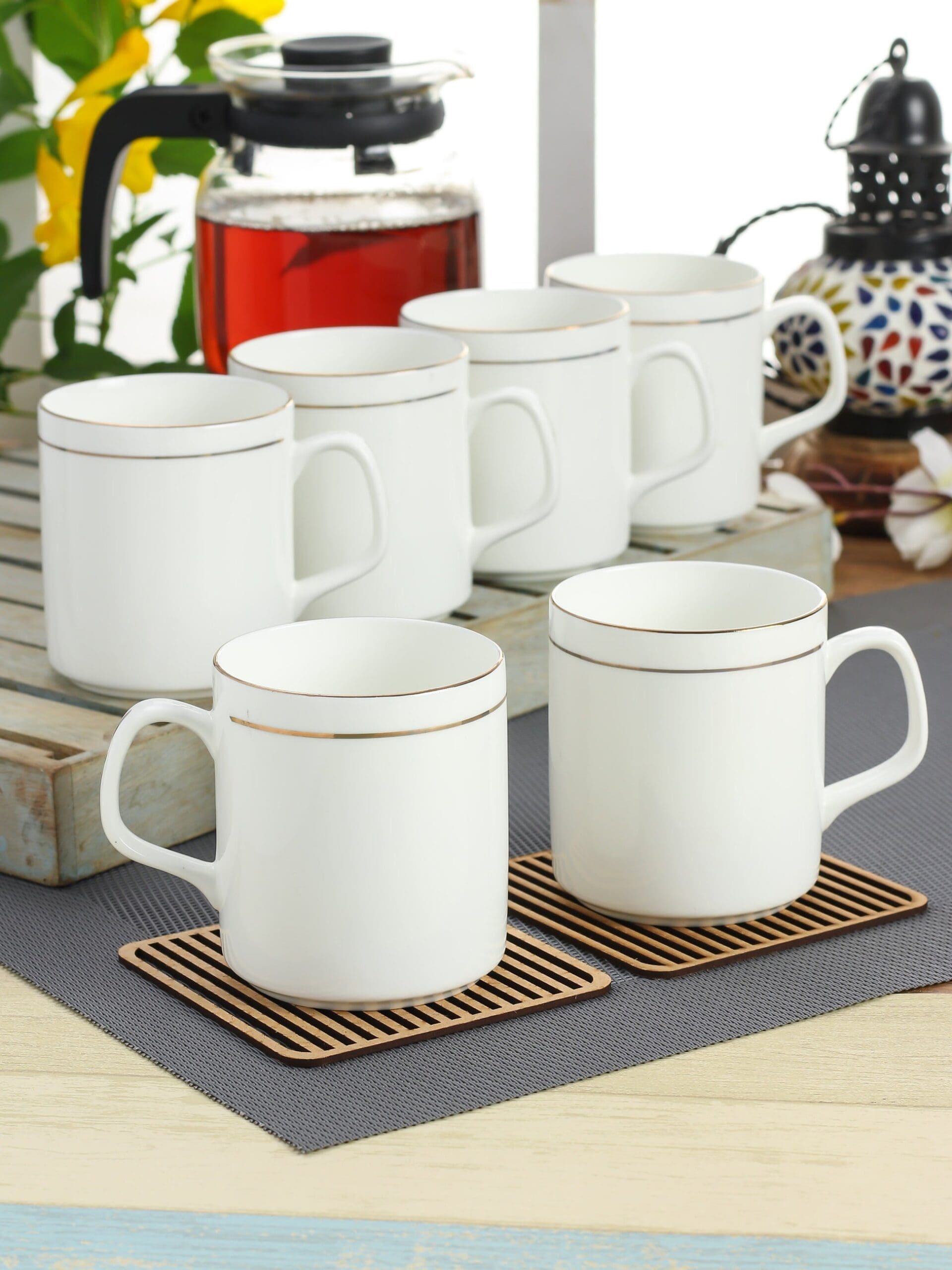 Pipe Goldline Coffee & Tea Mugs, 240ml, Set of 6 (GL110)