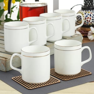 Pipe Goldline Coffee & Tea Mugs, 240ml, Set of 6 (GL110)