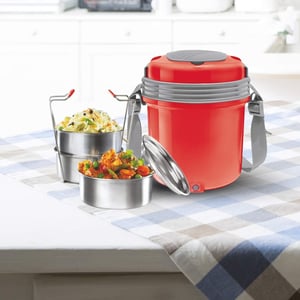 Milton Electron Electric Lunch Box, 1 year warranty - Red - 3 pcs Set image 4