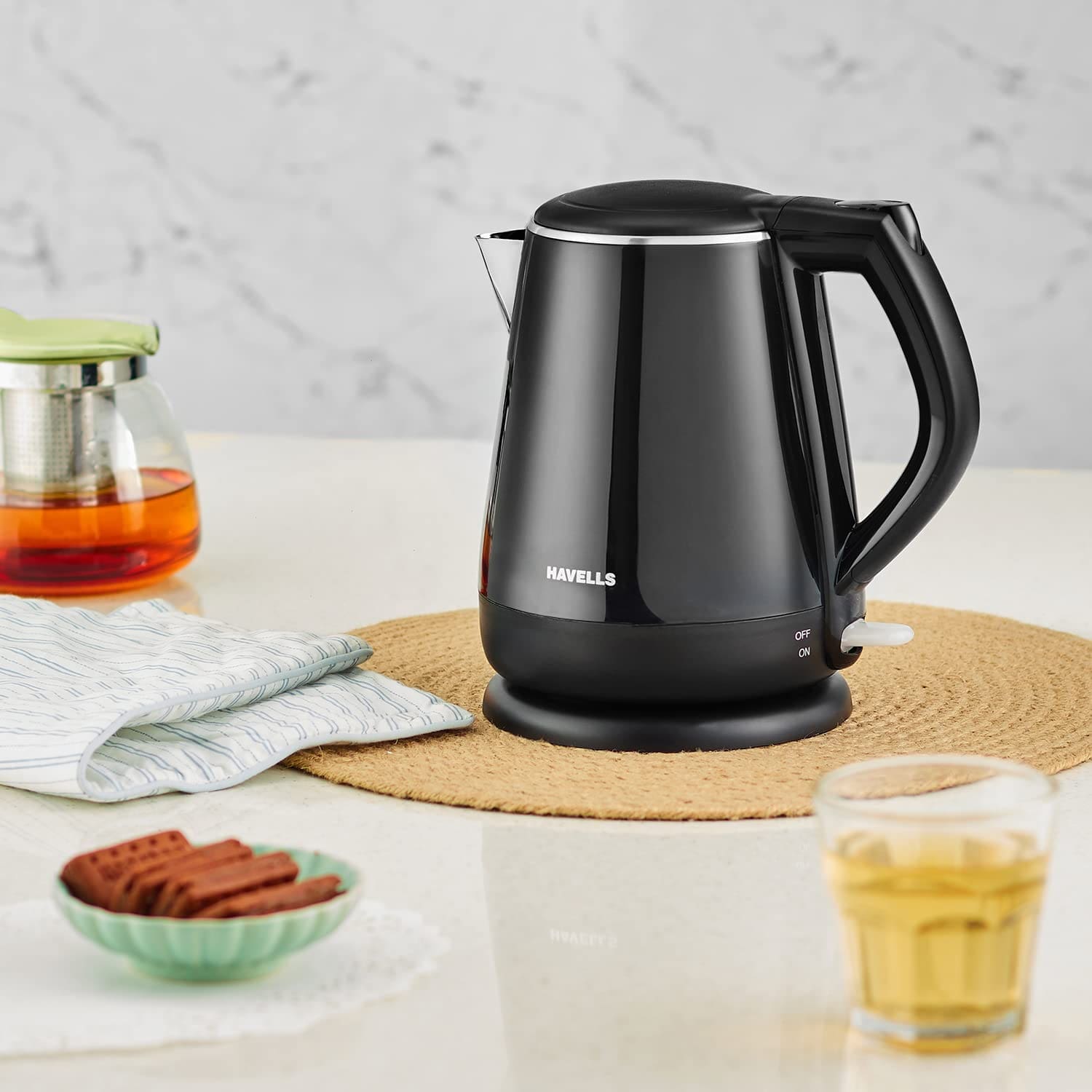 Havells Aqua Plus 1.2L Electric Kettle, Cool Touch Body, 2 Years Warranty