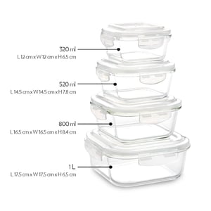 Borosil Klip N Store Square Borosilicate Glass Container | Airtight, Fridge & Freezer Safe, Heat & Serve, Microwave Safe image 2