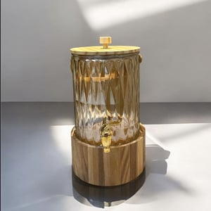 Crystal Glass Dispenser with Wooden Base, Suitable for Serving Cold Beverages and Thoughtful Gifting image 3