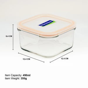 GLASSLOCK CLASSIC AIRTIGHT TEMPERED FOOD CONTAINER - SQUARE - 490 ML, Leak Proof, BPA Free, Microwave & Freezer Safe & Airtight image 4