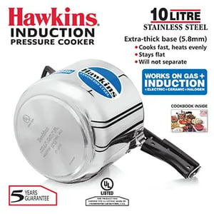 Hawkins Stainless Steel 10 Liter Pressure Cooker (HSS10), Ideal for 10-12 People image 2
