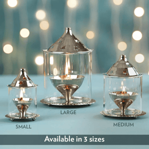 Borosil Nickle Akhand Diya with Borosilicate Glass image 2