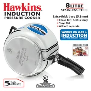 Hawkins Stainless Steel 8 Liter Pressure Cooker (HSS80), Ideal for 8-10 People image 2