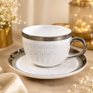 Doux Decor Porcelain Cup & Saucer Set, 12-Piece (6 Cups + 6 Saucers)