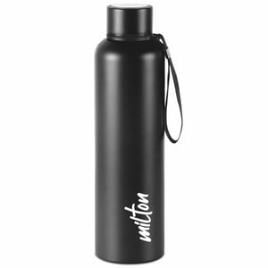 Milton Aura Thermosteel Water Bottle, 12 Hours Hot & Cold - 1000 ml, Black