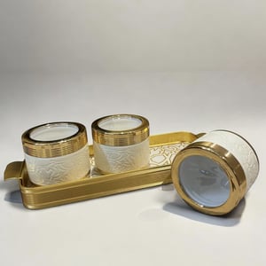DouxDecor Premium Dry Fruit 3 Jars Candy with Metallic Tray, Premium Serve-ware for Hosting and Gifting image 3