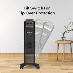 Havells 13 Fin Hestio Wave Fin OFR (Oil Filled Radiator)|Room Heater|2900 W|3 Heat Settings & PTC Fan Heater|Inclined Control Panel|Retractable Wheels| Comfortable Breathing|360° Heating (Black) image 7
