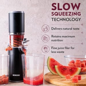 Borosil Easy Juice Cold Press Slow Juicer, 130 watts, 1 Year Warranty, Portable Slow Juicer, Ideal for nutrient rich juice image 4