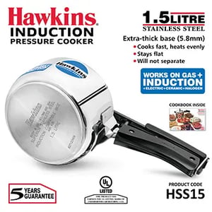 Hawkins Stainless Steel 1.5 Liters Pressure Cooker (HSS15), Ideal for 1-2 People image 2