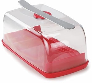 Nayasa Smart Butter Dish with Magnetic Butter Knife Holder & Side Section – Red
