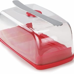 Nayasa Smart Butter Dish with Magnetic Butter Knife Holder & Side Section - Red