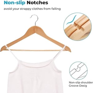 Premium Wooden Hangers – Pack of 12, Sturdy & Smooth Finish, Ideal for Shirts, Suits, Sarees & Jackets image 2