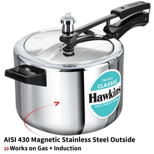 Hawkins Classic 5 Litre Tri-Ply Pressure Cooker, Triply Stainless Steel Inner Lid Cooker, Silver (SSTCL50) image 6