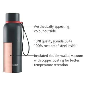 Borosil Trek Vaccum Bottle, Matt Finish Exterior, Keeps Hot & Cold for upto 12 Hours image 2