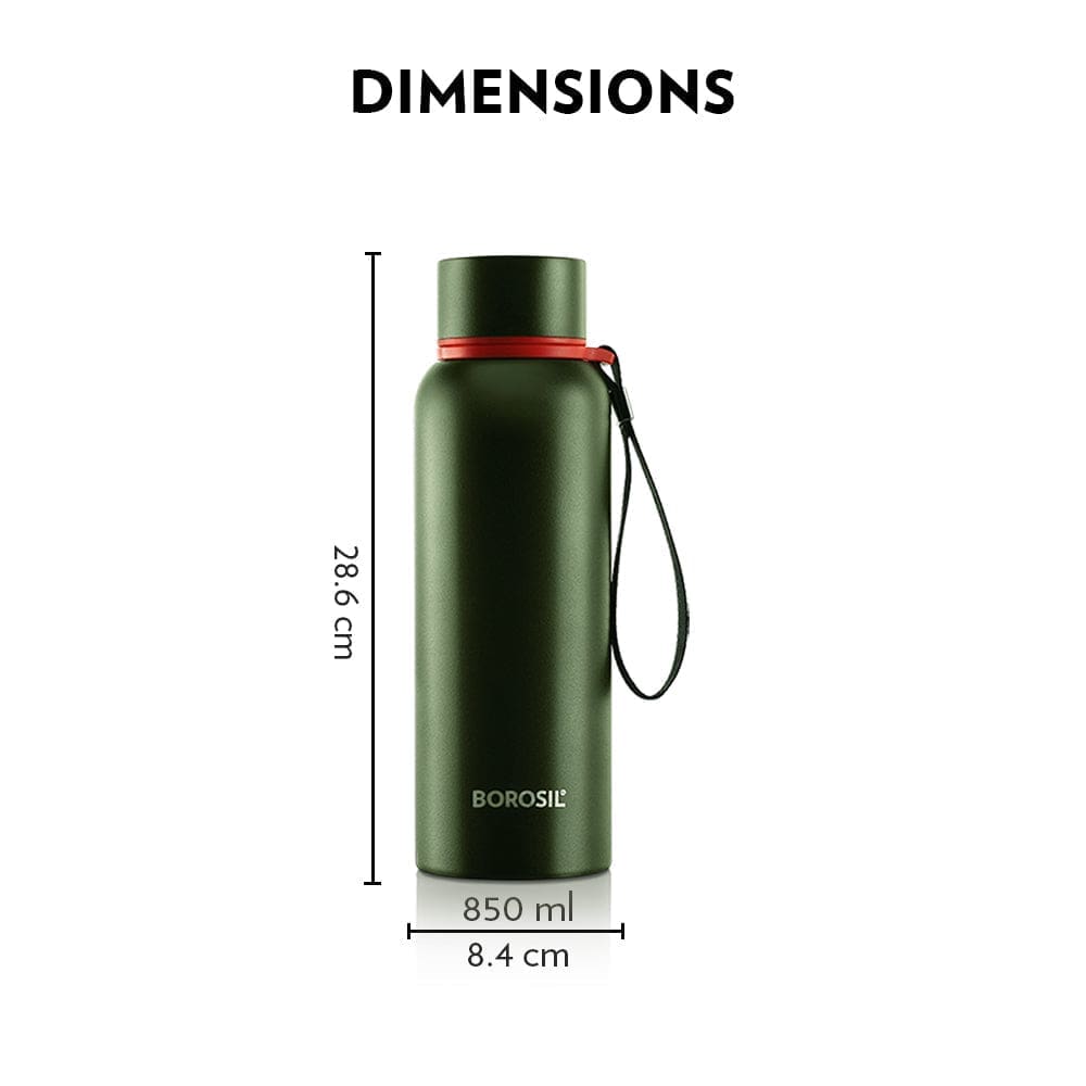Borosil Trek Vaccum Bottle, Matt Finish Exterior, Keeps Hot & Cold for upto 12 Hours
