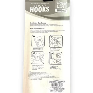 Plastic Stick-On Hooks – Pack of 6, Holds up to 1.5 Kg, Lightweight Adhesive Hooks for Kitchen, Bathroom & Everyday Use image 2